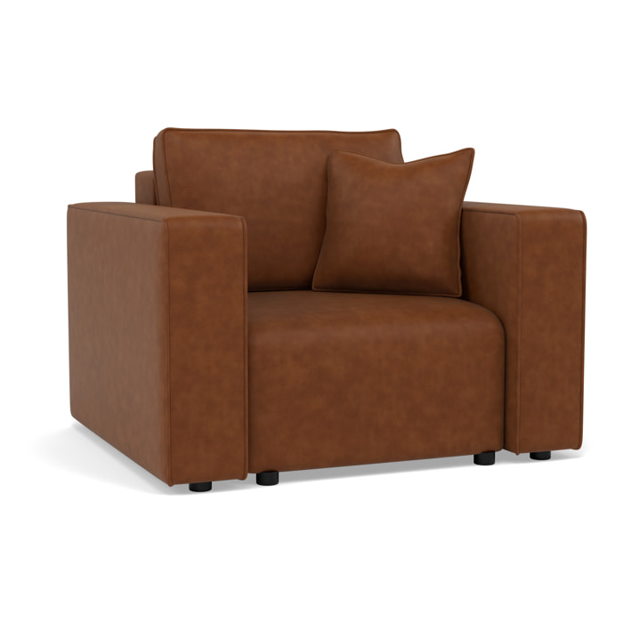 Topaze - fauteuil en simili - Cognac