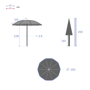 Parasol droit inclinable rond Bogota Coquelicot