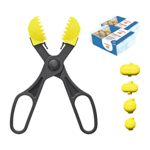 Pack utensilio multiusos con 4 moldes intercambiables color amarillo + 40 bandejas de conservación - La croquetera: patentado y fabricado en España