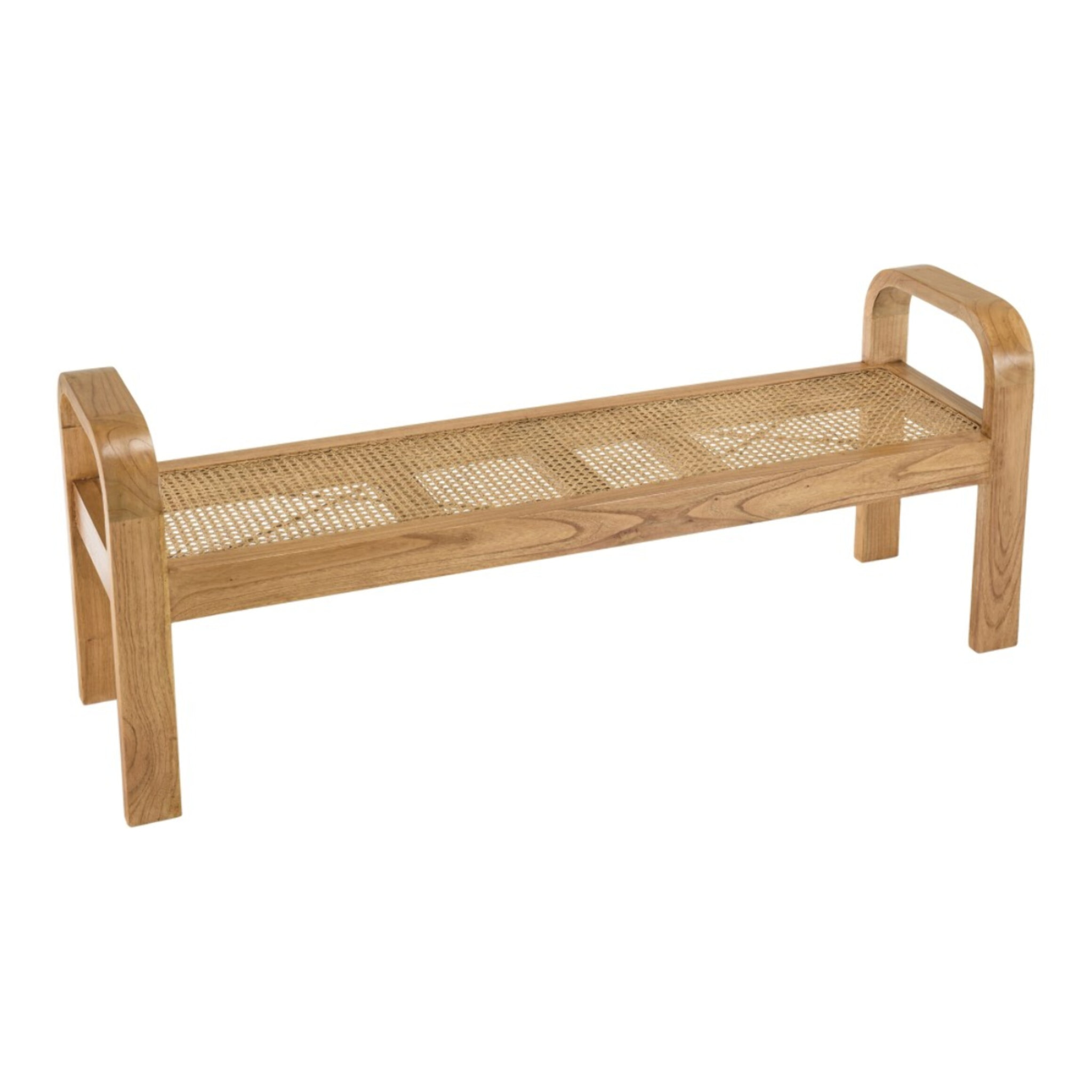 LAUREN - Banc 2 places bois de Mindi et rotin naturel