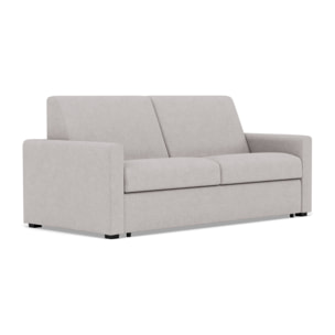 Julia - canapé 3 places convertible couchage quotidien matelas 14 cm en tissu - Gris clair