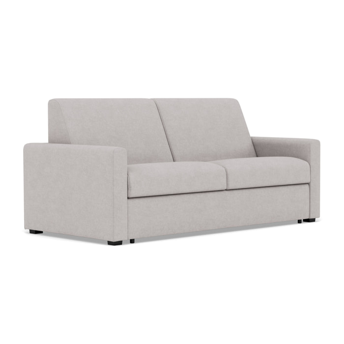 Julia - canapé 3 places convertible couchage quotidien matelas 14 cm en tissu - Gris clair