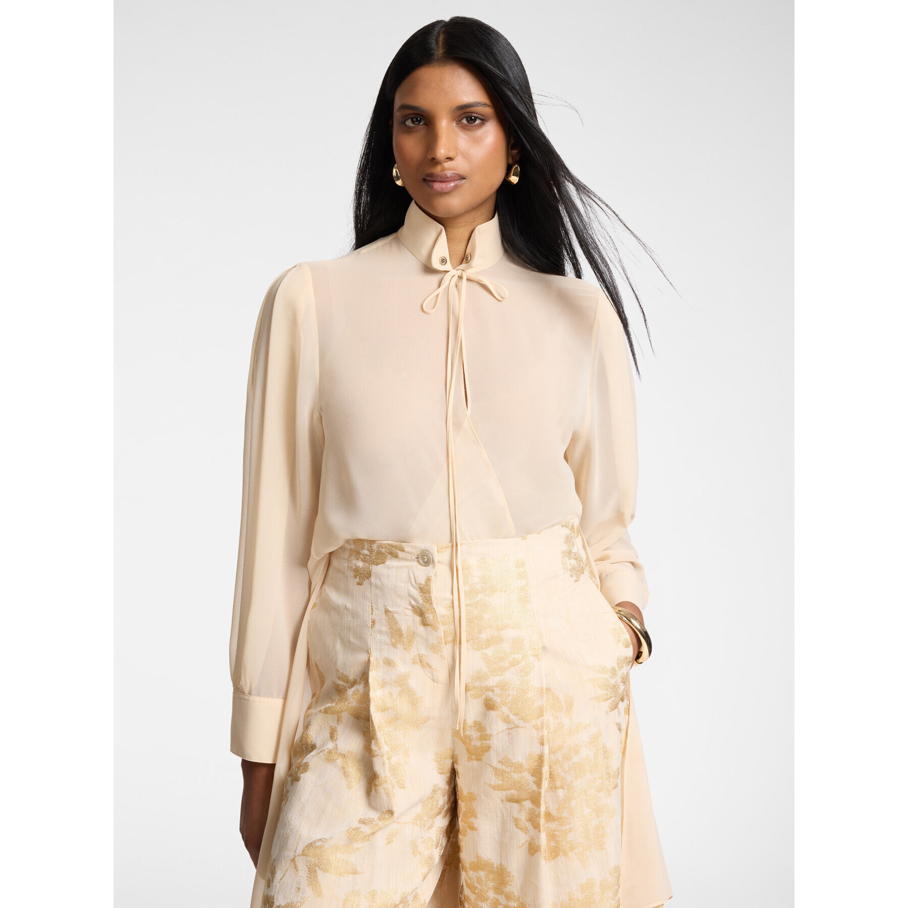 Elena Mirò - Camisa larga en georgette - Beige