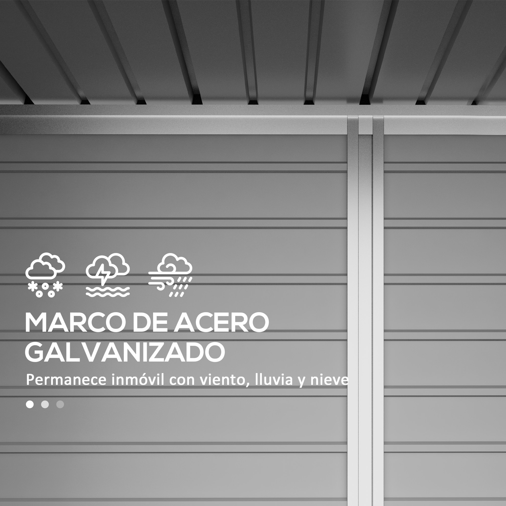 Caseta de Jardín Exterior 2,7m² 249x121x183 cm Cobertizo de Jardín Exterior con Doble Puerta 2 Ventilaciones y Pestillo Cobertizo para Terraza Patio Gris