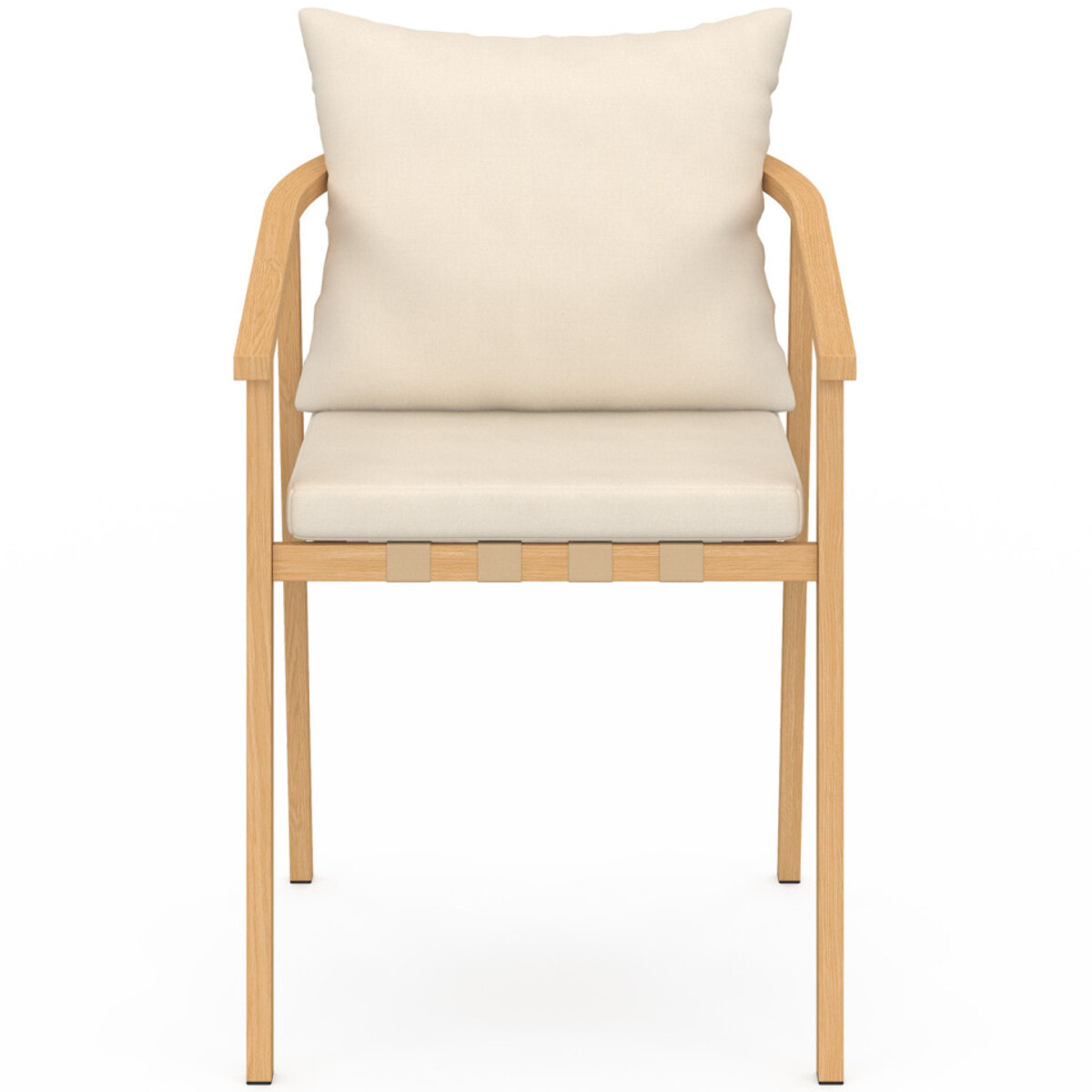 Chaises de jardin Paros métal effet bois et beige - lot de 4