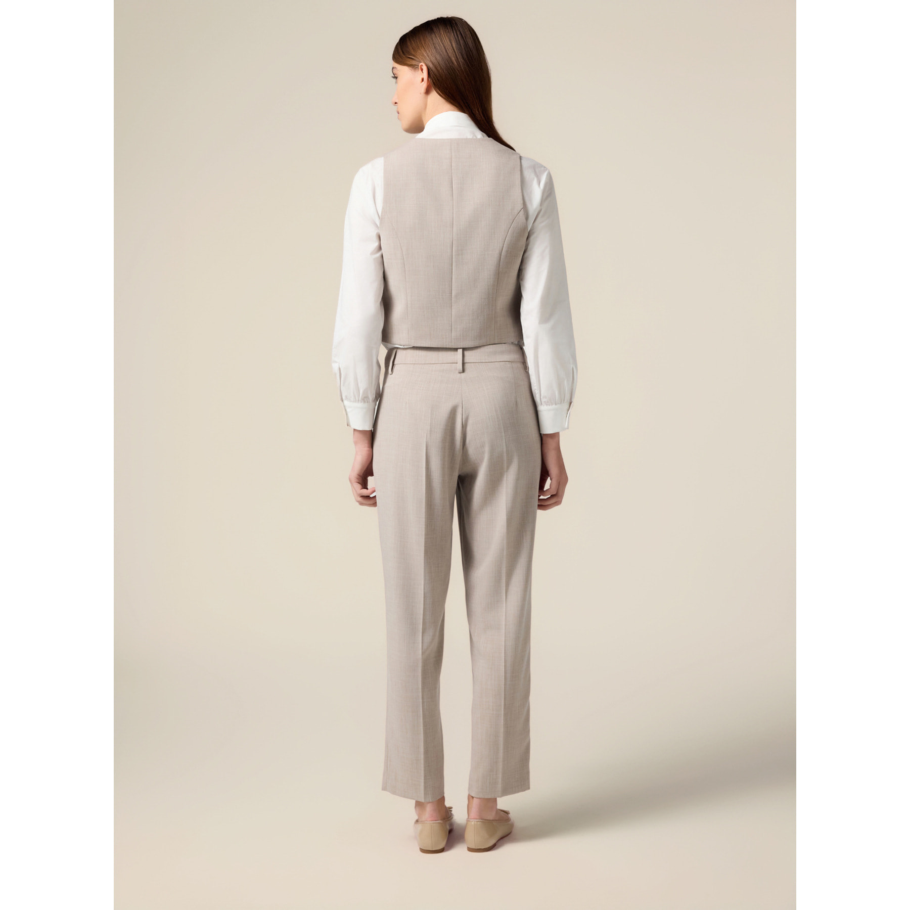 Oltre - Pantalones pitillo de tejido fluido - Beige