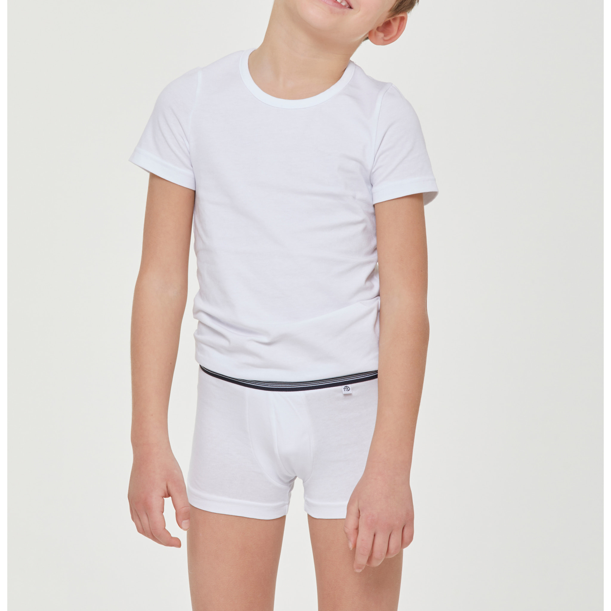 Boxer bimbo in cotone organico con elastico a righe