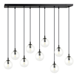 Lampada a sospensione COSMO in acciaio nero e sfere in vetro