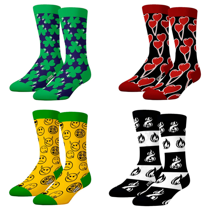 Set de 4 calcetines largos lucky socks con diseño variado
