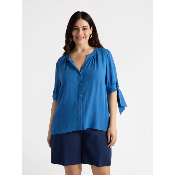 Fiorella Rubino - Camisa con nudos en las mangas - Azul