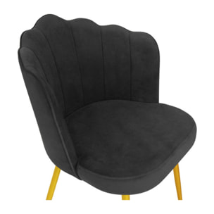 Chaises Arielle pieds dorés - Velours gris