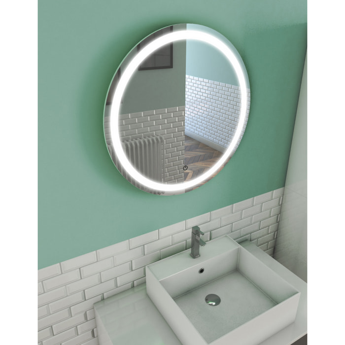 Miroir salle de bain LED auto-éclairant CIRCLE LIGHT diamètre 59cm