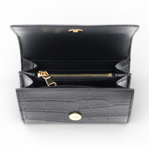 Cartera Cheval Firenze Cosmo Mini Croc Negro