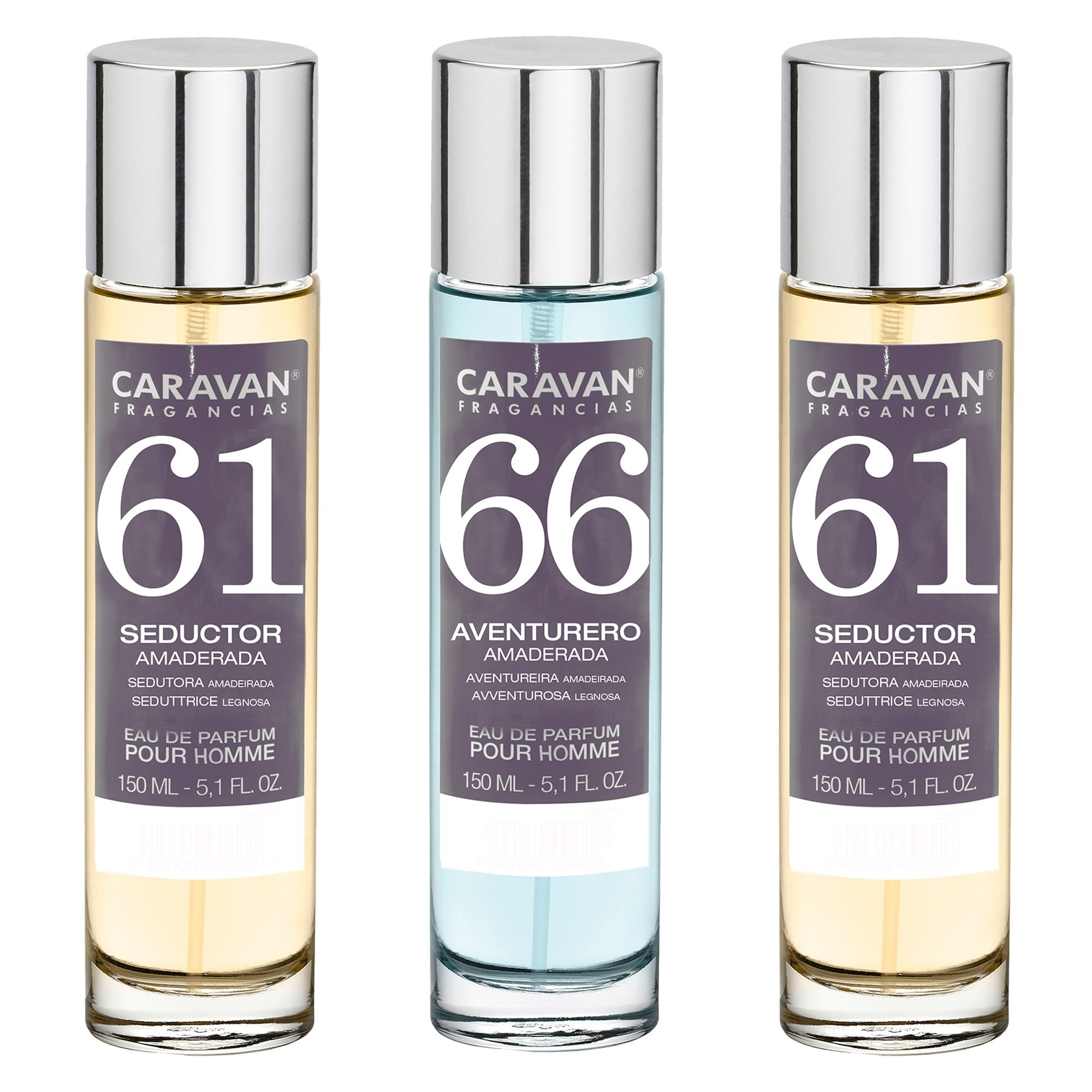 3x caravan perfume de hombre nº66 (2)nº61 - 150ml.