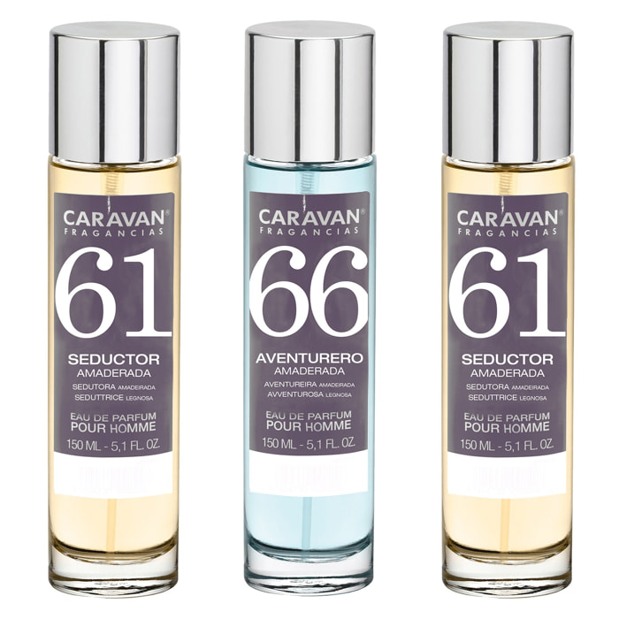 3x caravan perfume de hombre nº66 (2)nº61 - 150ml.