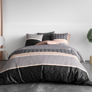 Parure housse de couette imprimé 100% coton rose - kea