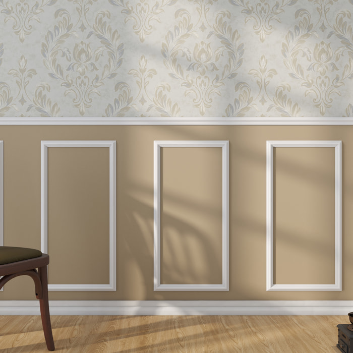 Victoria - Modanatura a Mezza Altezza per Pareti 15 Pezzi in Poliuretano Bianco Tinteggiabile