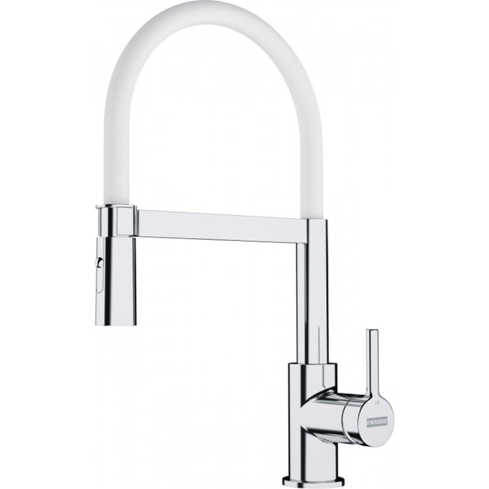 Lina FC 6087.031 Mitigeur cuisine, 205 x 410 mm, semi-pro avec douchette extractible, Chrome/Blanc (115.0626.088)