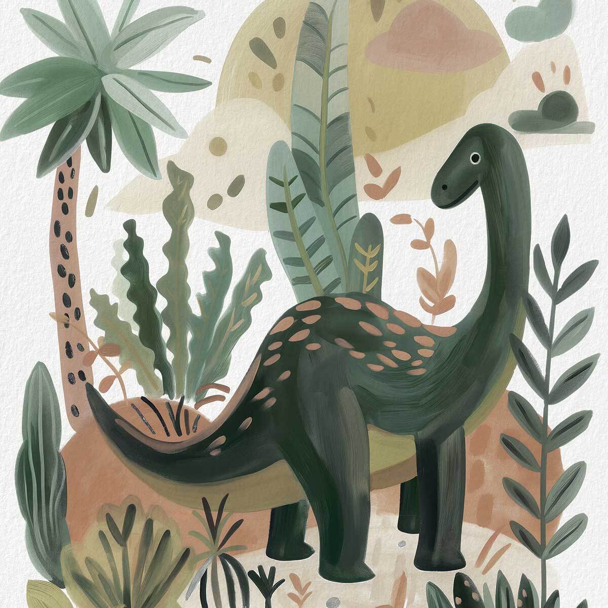 Affiche enfant le monde de coco dino  Affiche + cadre en bois - Chêne