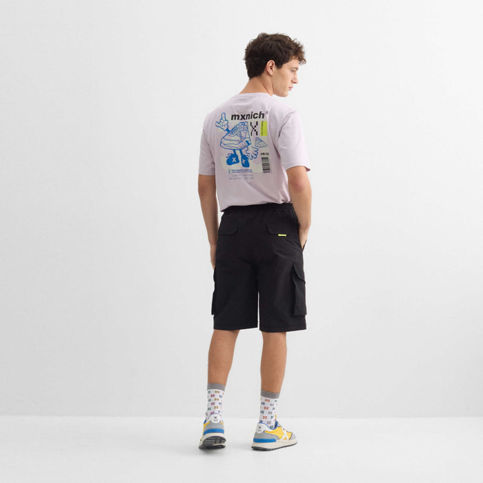 Bermuda MUNICH Trek streetwear de nylon negro