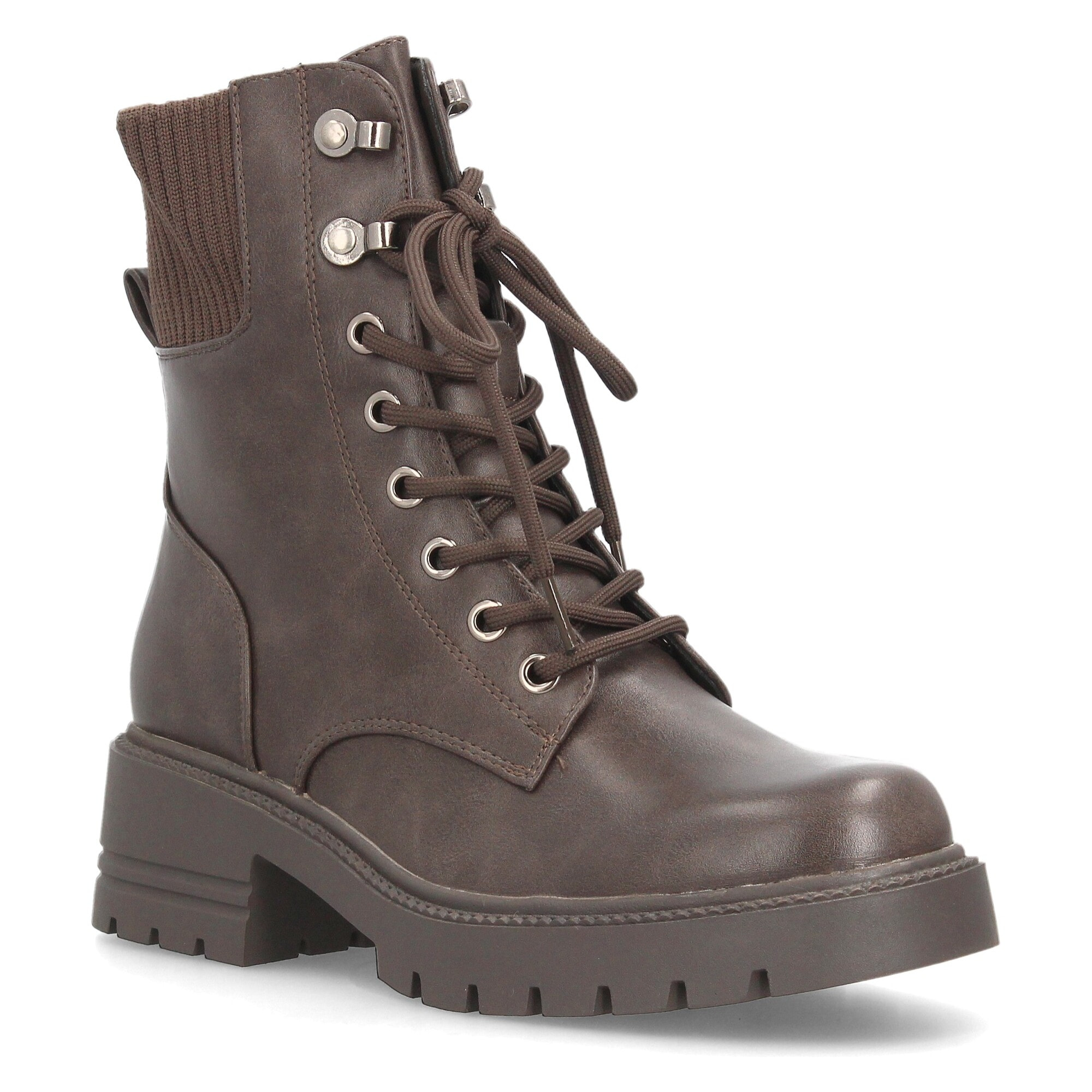 Botines militares con cordones y plataforma para mujer