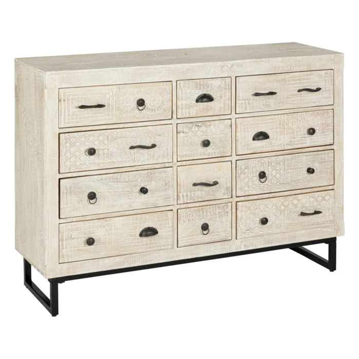 Commode 12 tiroirs "Ajay" manguier 12 tiroirs