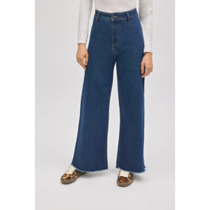 Jeans elasticizzati blu navy a gamba larga