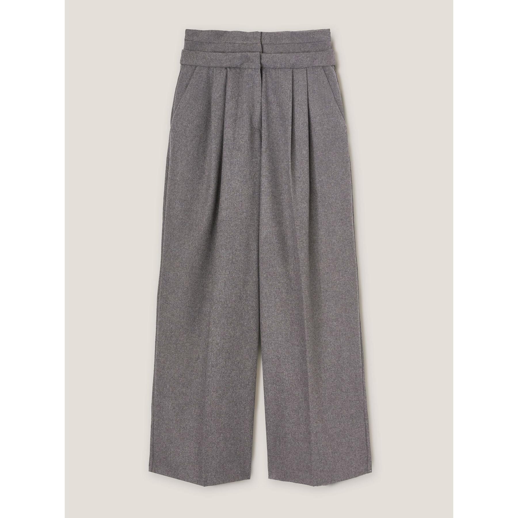 Motivi - Pantalones modelo palazzo con pinzas de franela - Gris