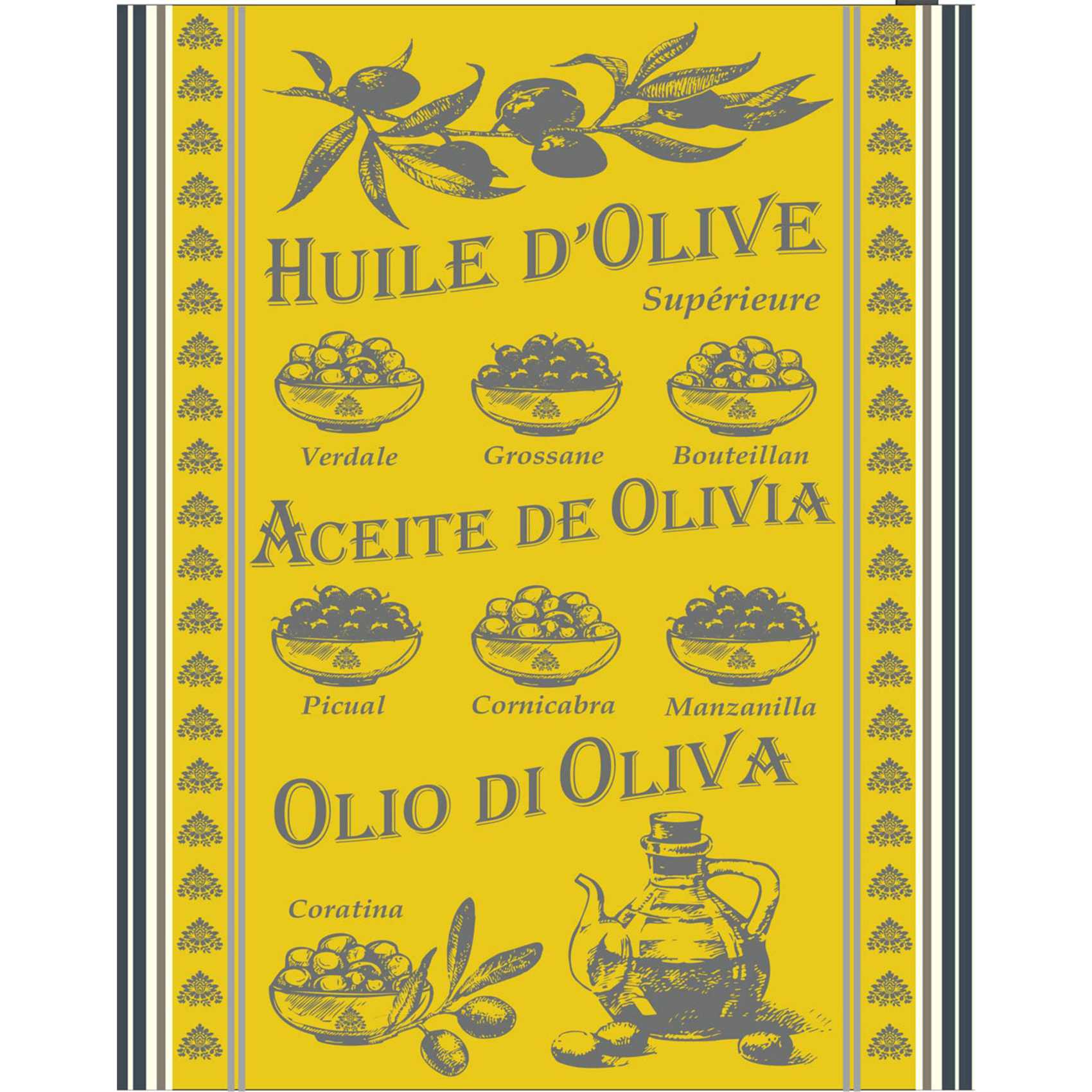 Torchon en coton huile d’olive - Jaune