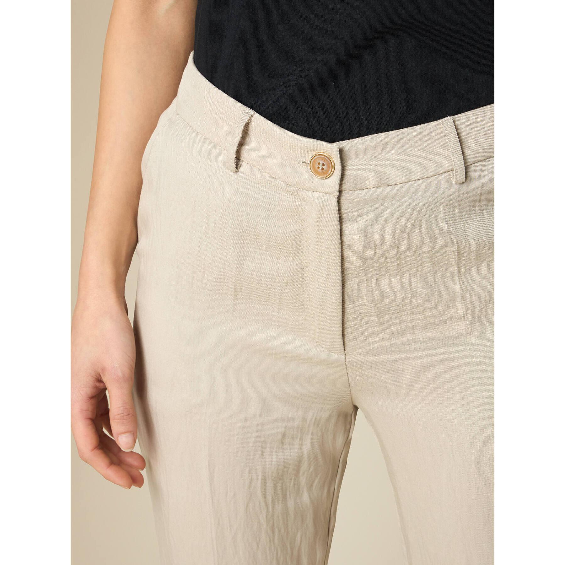 Oltre - Pantalones en mezcla de tencel - Beige