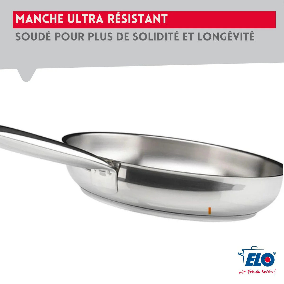 Ensemble de 3 Poêles de cuisson 24, 28 et 32 cm et 2 faitouts 12 et 24 cm Elo Profi Brillant