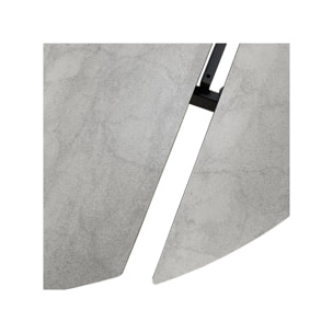 Table extensible ronde 90 à 150 cm céramique gris pied métal - GIGI
