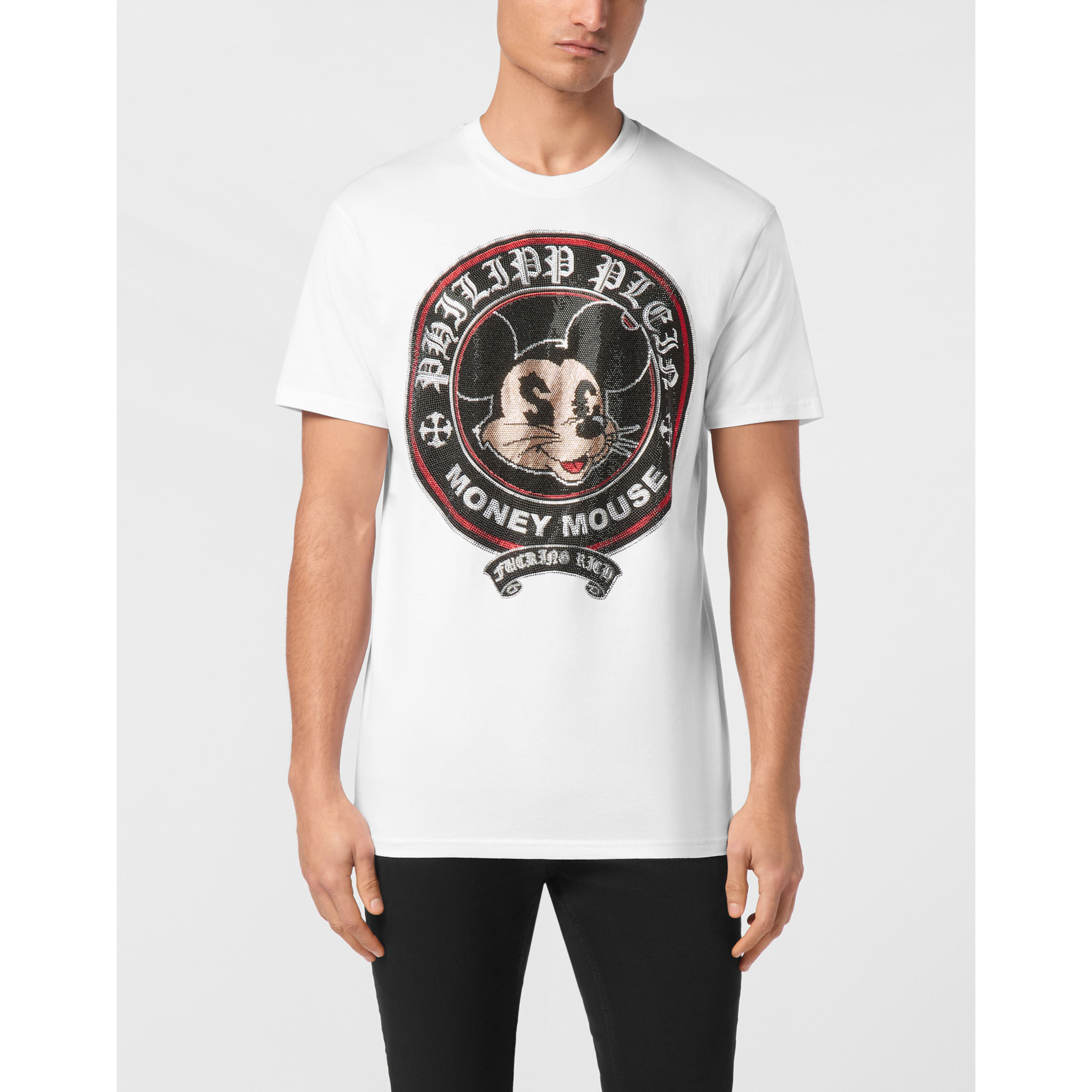 PHILIPP PLEIN Camiseta de cuello redondo y manga corta MONEY