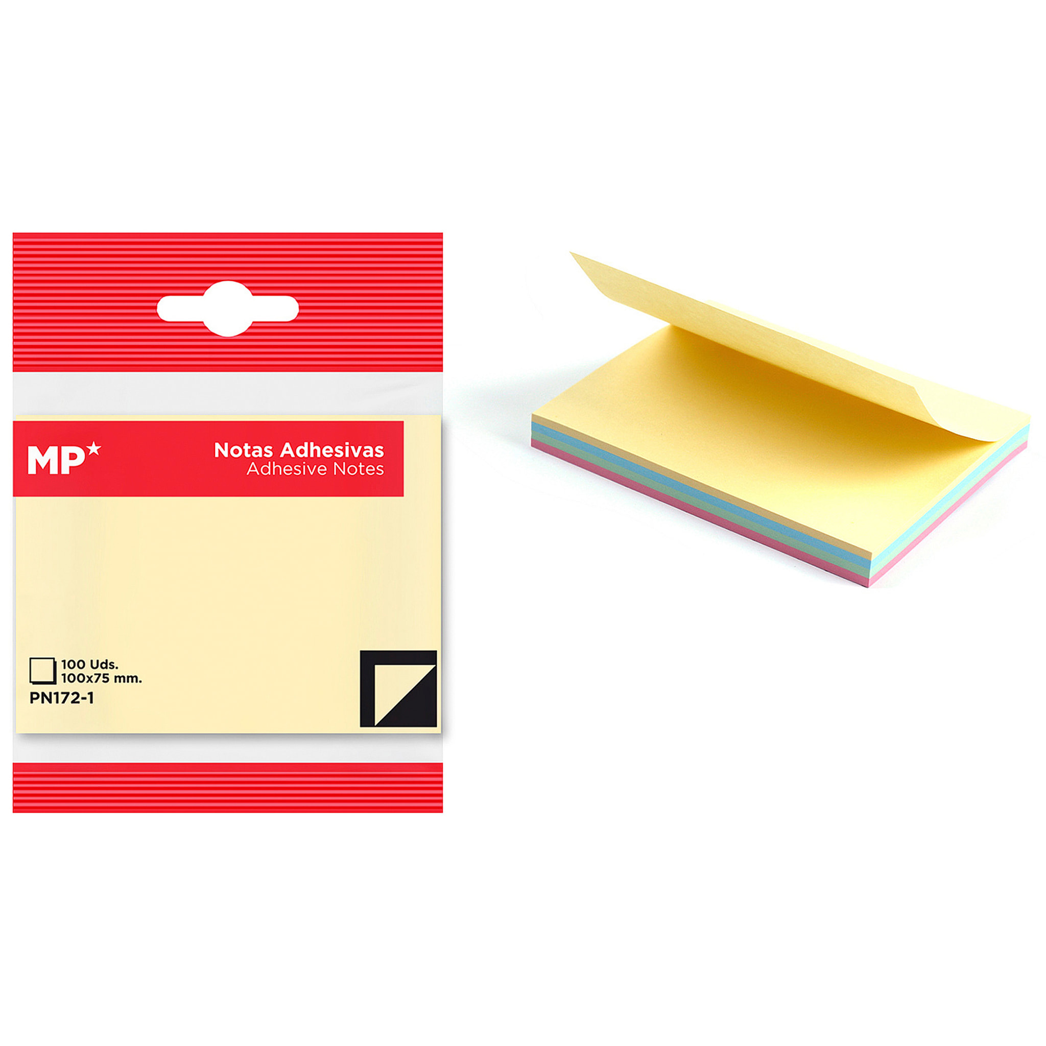 PACK 12 UNITÀ NOTE ADESIVE 100 x 75 mm 100 FOGLI MULTICOLOR