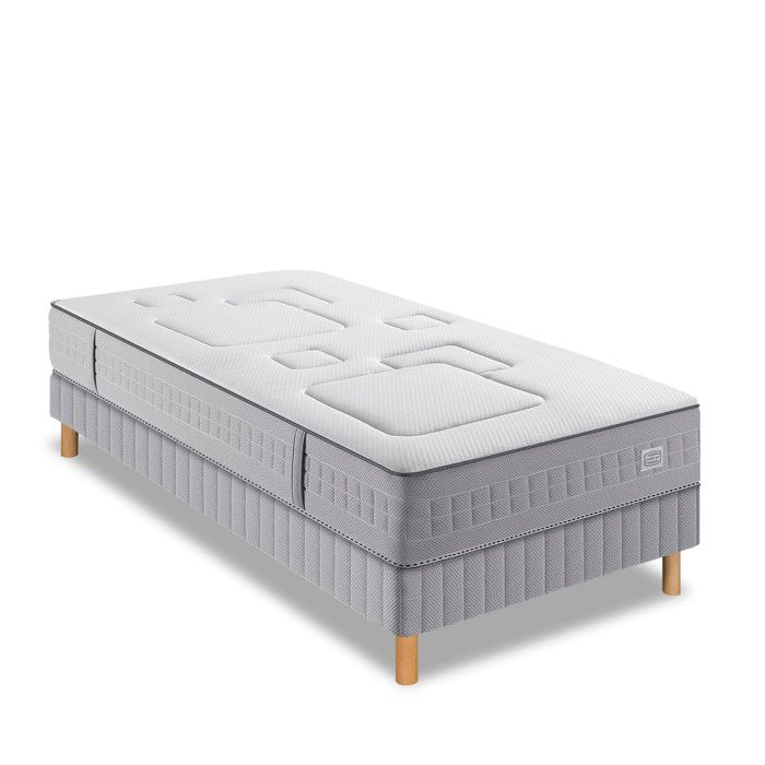 Ensemble EQUILIBRE matelas H25 ressort ensachés, ferme, sommier