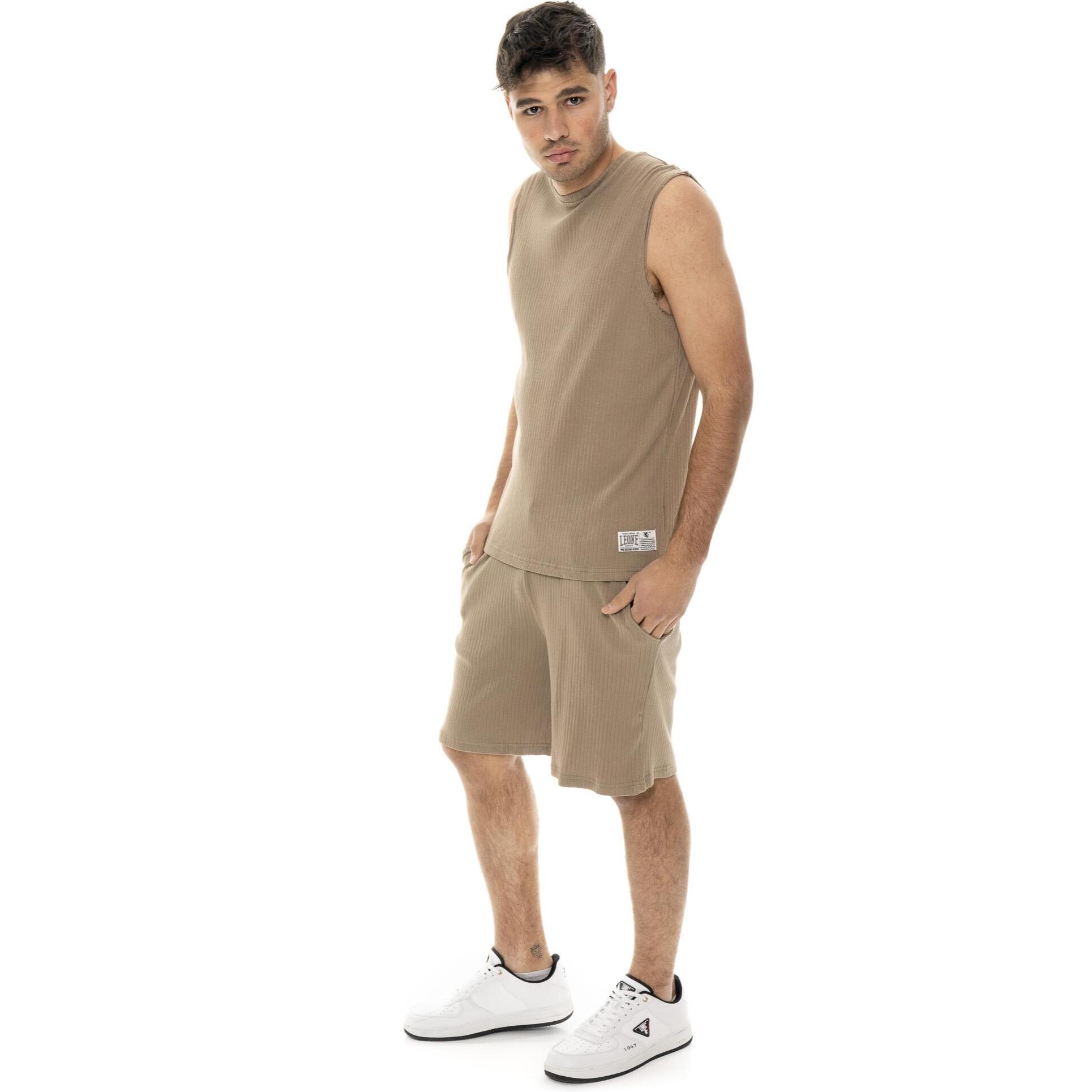 Camiseta hombre sin mangas Leone Natural canalé