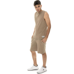 Camiseta hombre sin mangas Leone Natural canalé