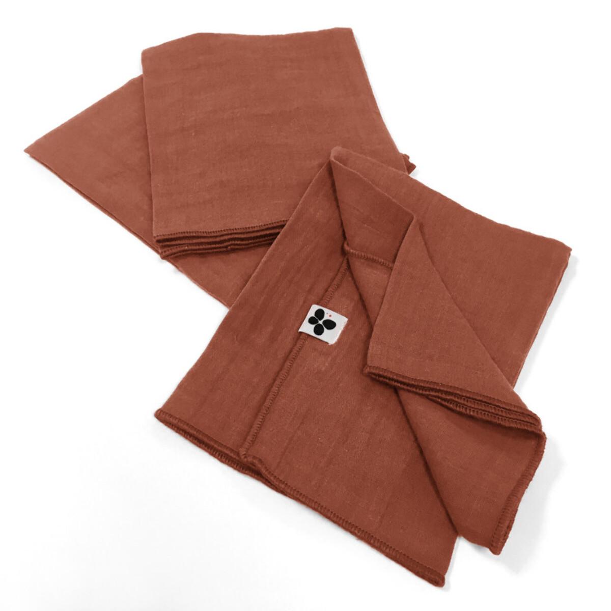 Lot de 3 serviettes de table ''Gaïa'' 40 x 40 cm ''Gaze de Coton'' - Gaïa Terracotta