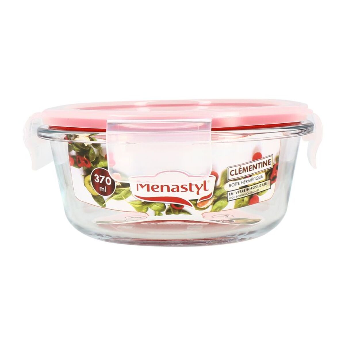 Boîte hermétique ronde 370ml en verre CLEMENTINE