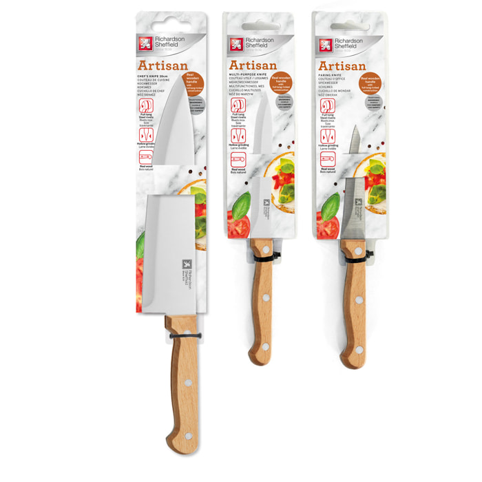Artisan Bois - Set 3 couteaux de cuisine