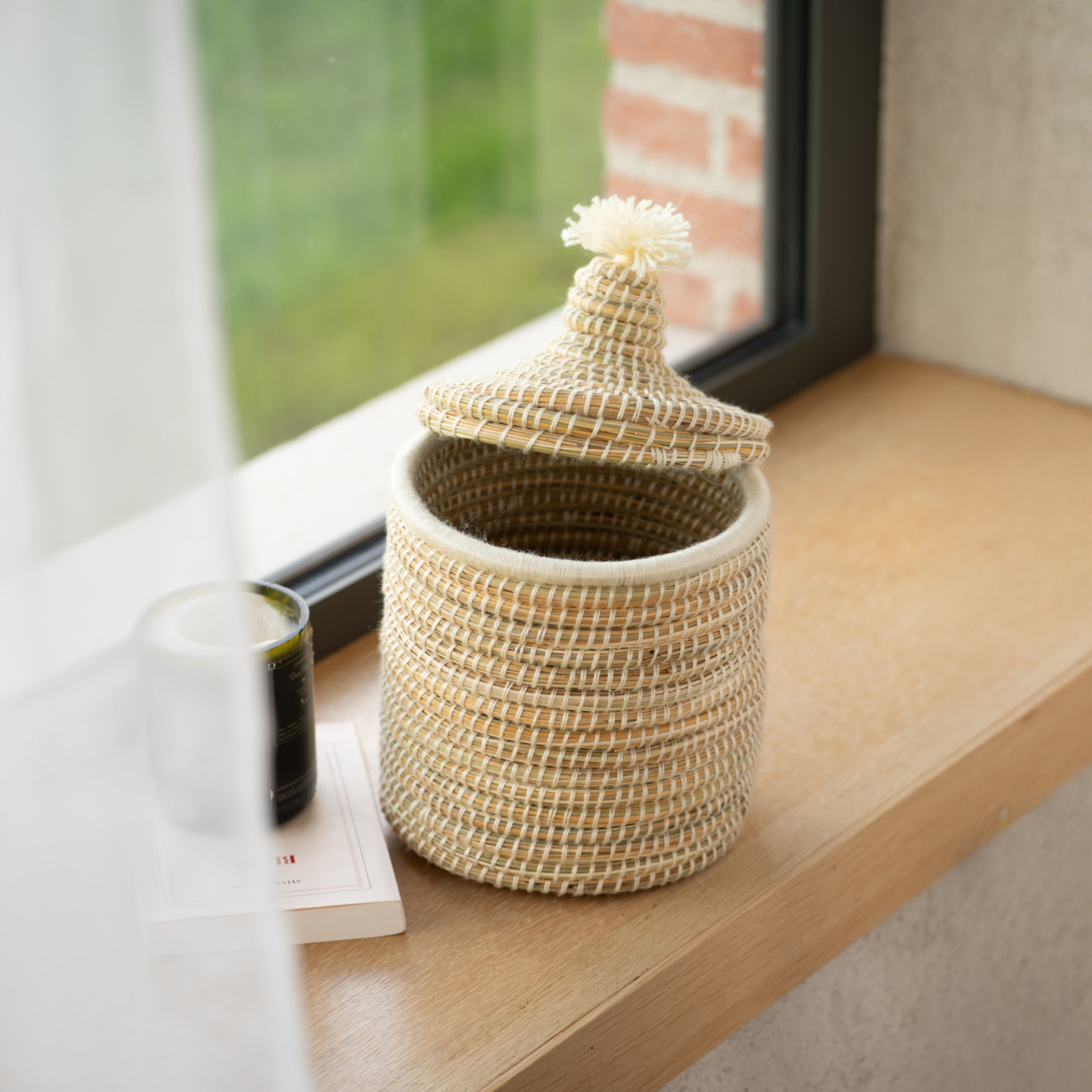 Panier avec couvercle laine - Blanc