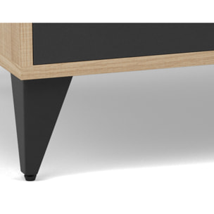 Tribeca - table basse - effet bois et métal noir - 1 tiroir et 1 niche - 110 cm - Bois / Noir