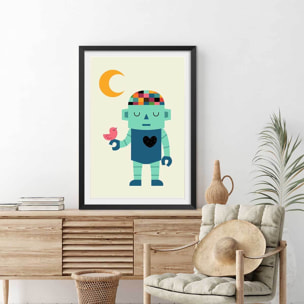 Affiche  coeur de robot Affiche sous cadre noir