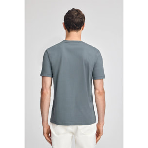 Maglietta grigio pietra a maniche corte e scollo a V con ricamo Rigby Best