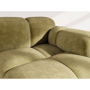 Grace - module d'assise droit en velours texturé - Vert Olive