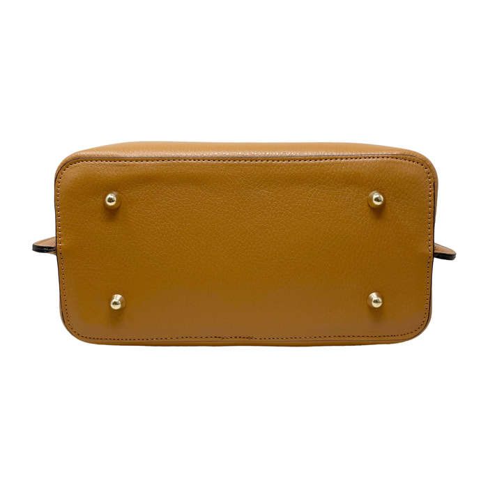 Chicca Borse - Borsa a Mano Donna in Vera Pelle - Colore Cuoio