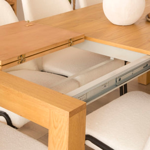 Table à manger extensible Gael -tableau en tôle naturelle de chêne-couleur chêne naturel 140 x 78 x 90 cm