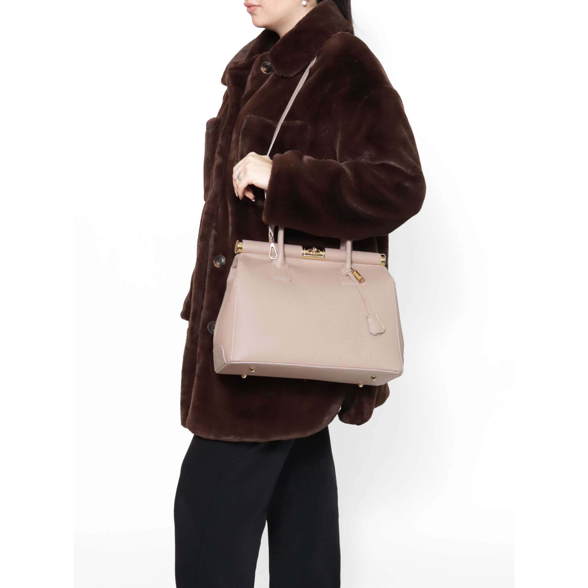 Borsa a mano da Donna Eleonora in Vera Pelle Made in Italy 26x35x16 cm