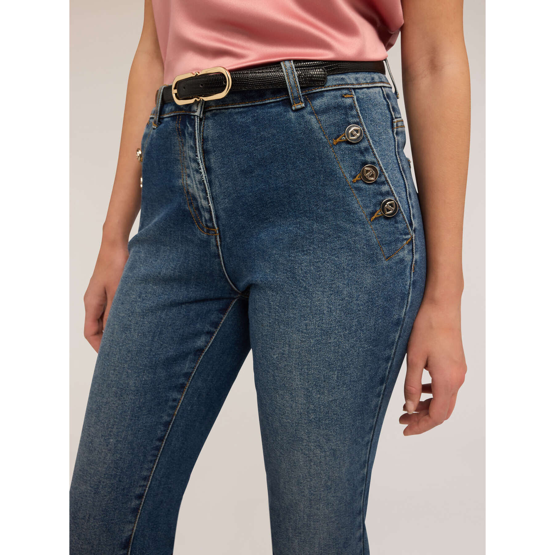 Motivi - Jeans slim fit Kendall con motivo bottoni - Blu