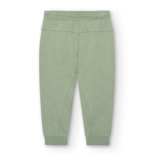 PantalÃ³n liso niÃ±o, felpa flamÃ©, verde militar